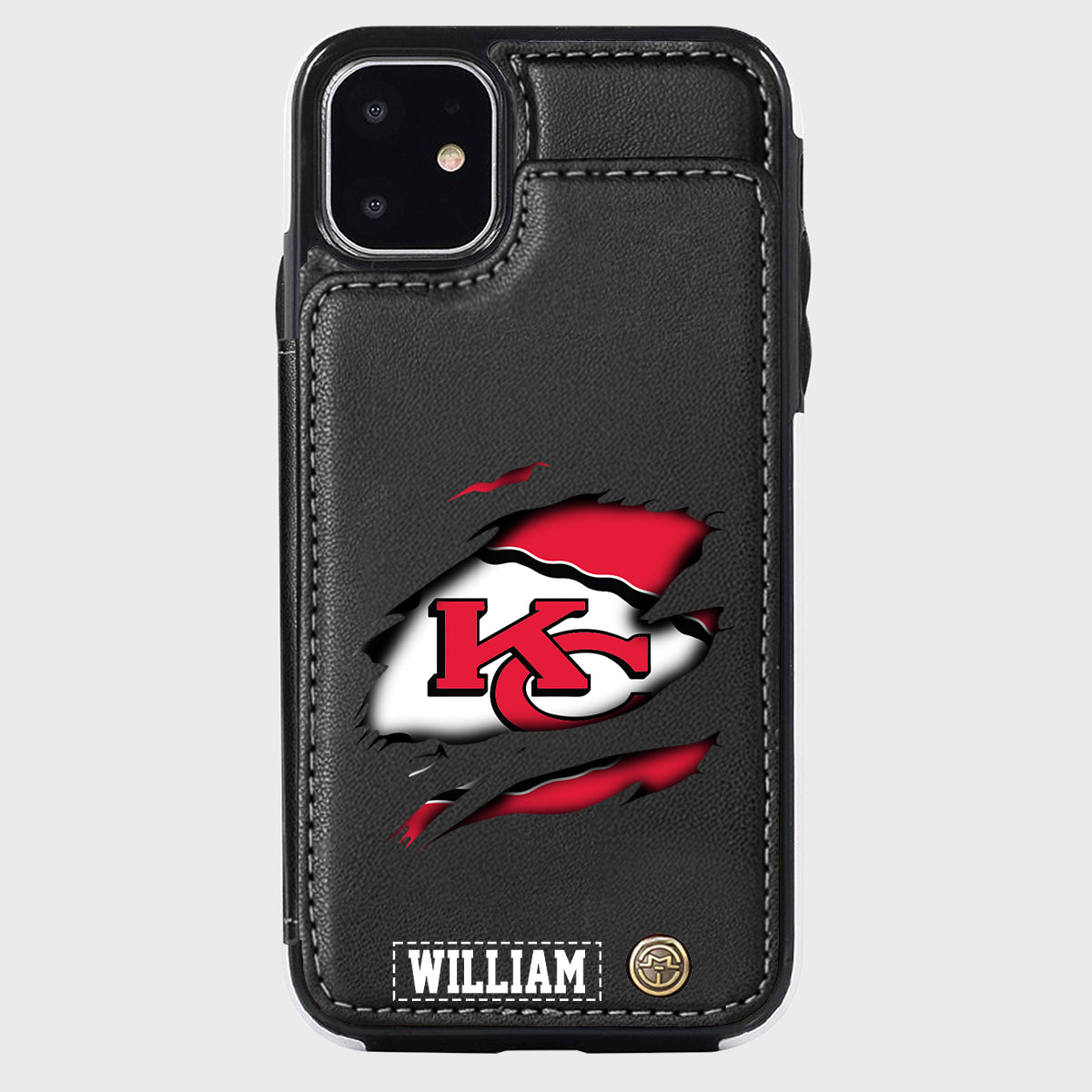 Passionné de football ? Étui portefeuille personnalisé pour téléphone, style football américain.