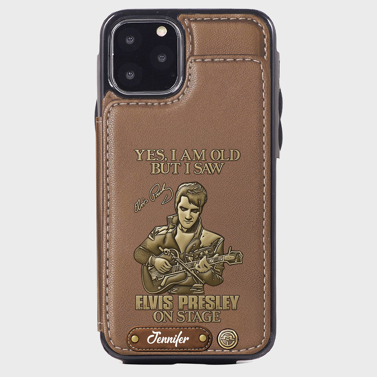 Oui, je suis vieux, mais j'ai vu Elvis Presley sur scène - Étui portefeuille/téléphone personnalisé Roi du Rock and Roll