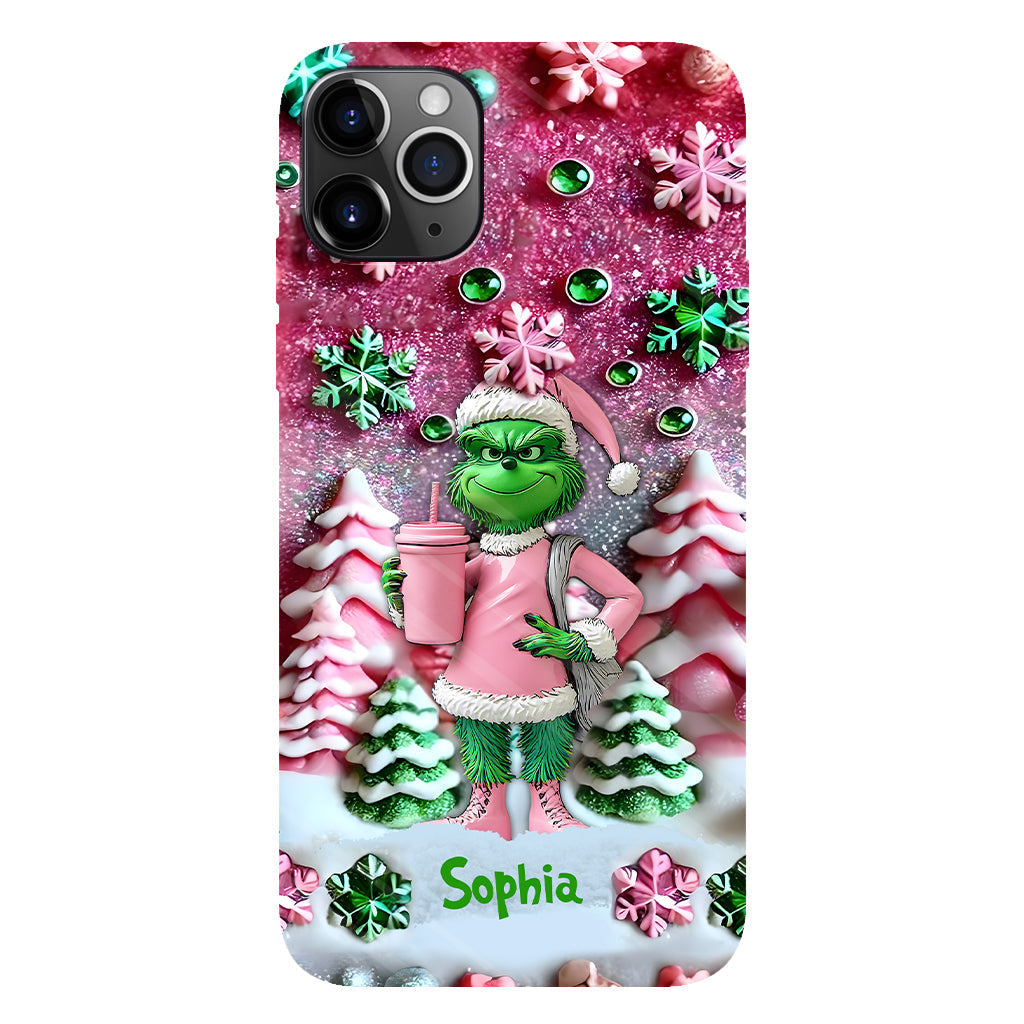 Joyeux Grinchmas - Coque de téléphone personnalisée avec imprimé intégral « Étole de Noël »