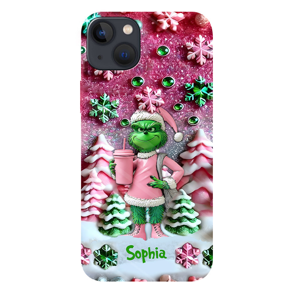 Joyeux Grinchmas - Coque de téléphone personnalisée avec imprimé intégral « Étole de Noël »