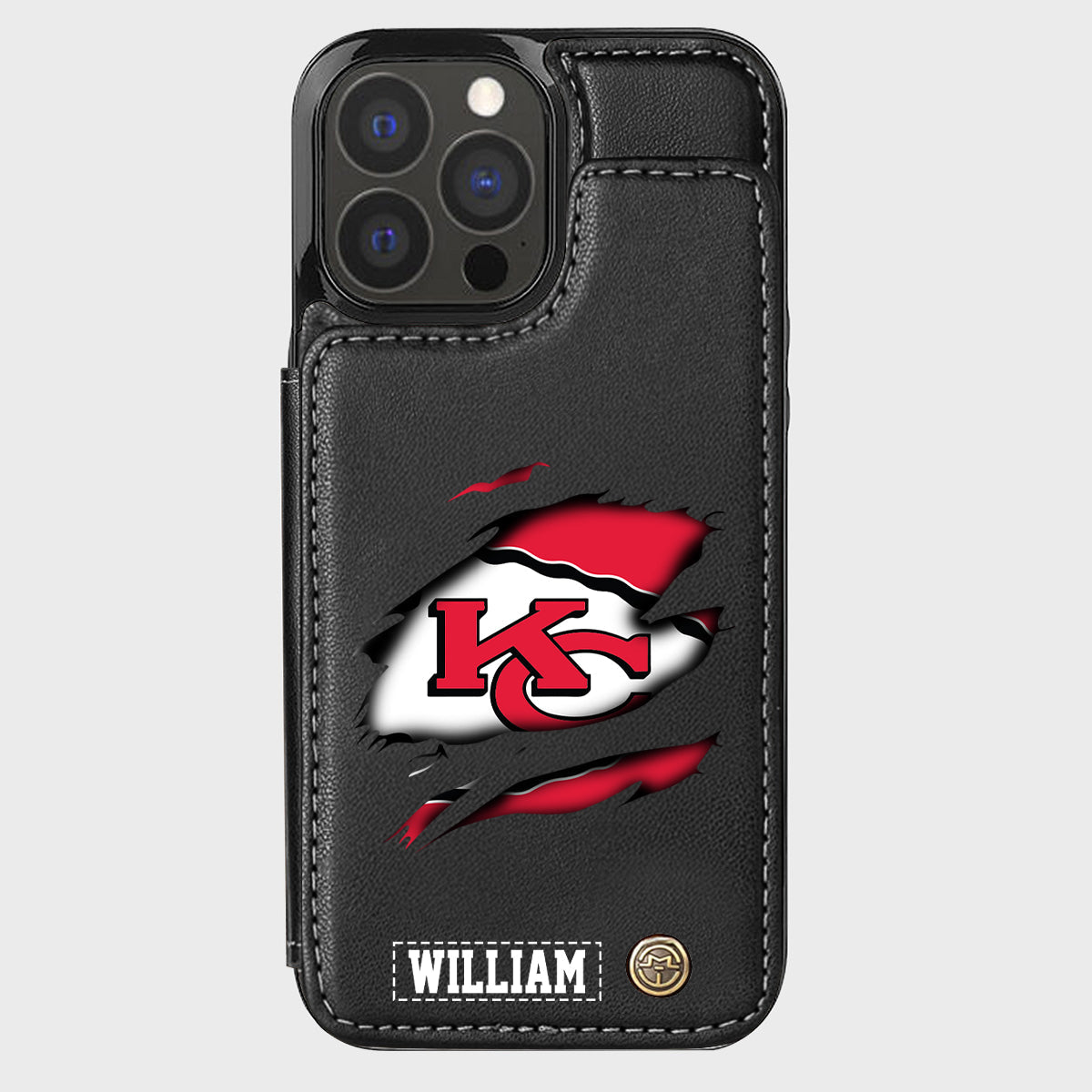 Passionné de football ? Étui portefeuille personnalisé pour téléphone, style football américain.