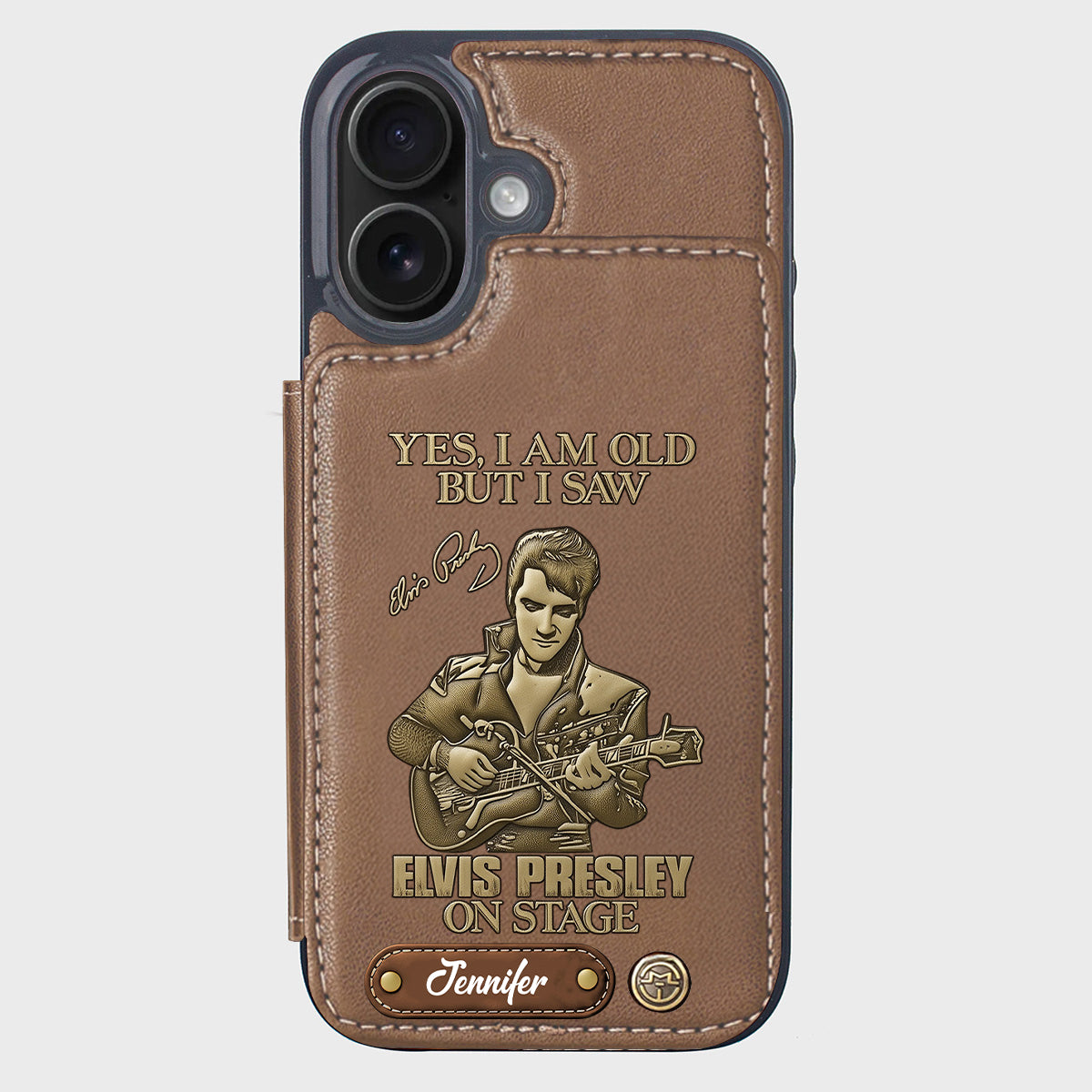 Oui, je suis vieux, mais j'ai vu Elvis Presley sur scène - Étui portefeuille/téléphone personnalisé Roi du Rock and Roll