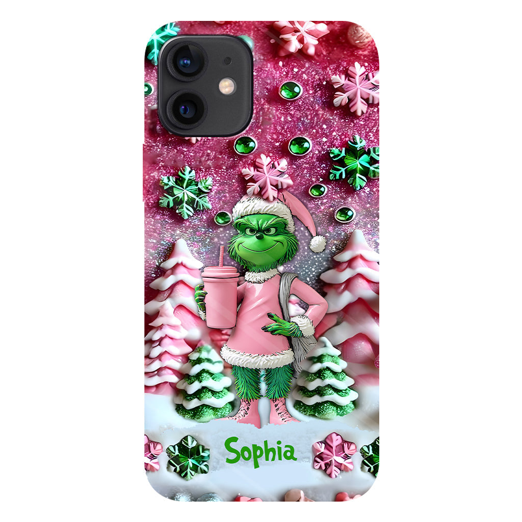 Joyeux Grinchmas - Coque de téléphone personnalisée avec imprimé intégral « Étole de Noël »