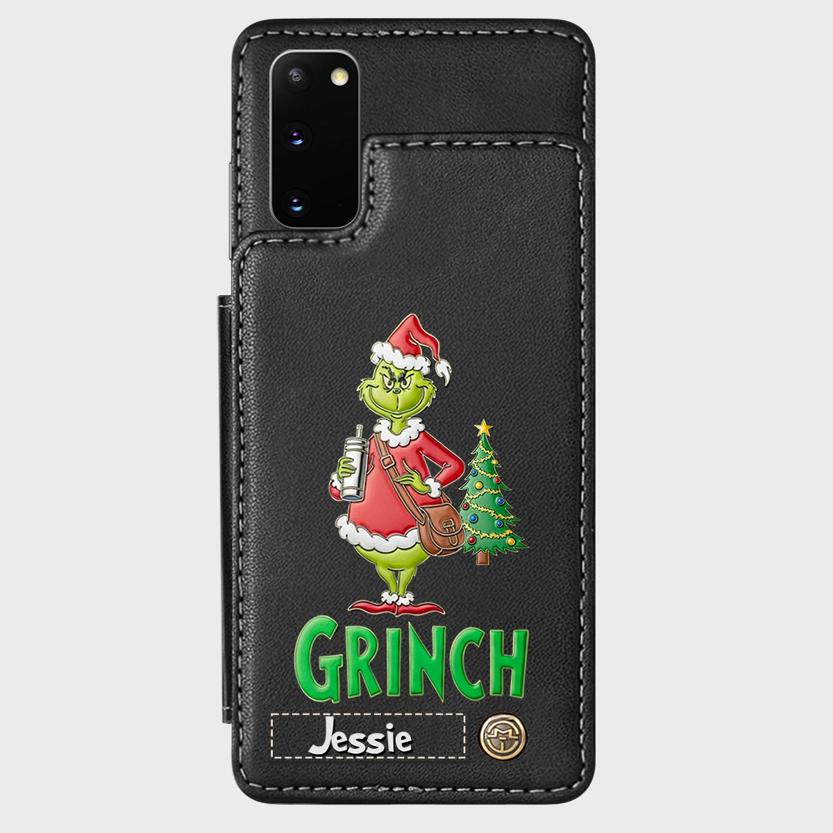 Joyeux Grinchmas - Étui portefeuille/téléphone personnalisé avec étole de Noël
