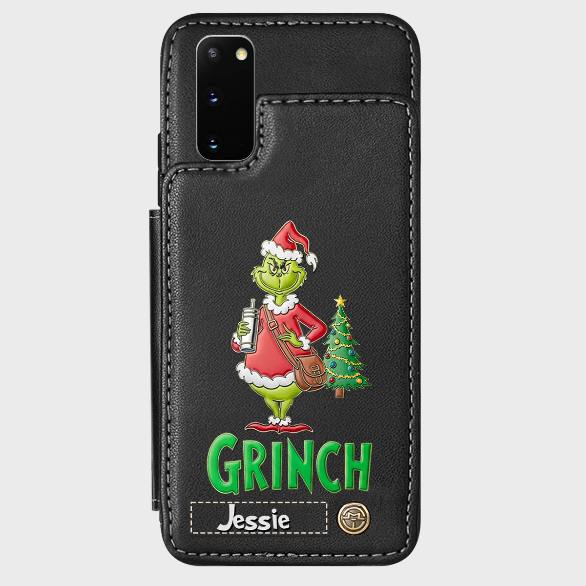 Joyeux Grinchmas - Étui portefeuille/téléphone personnalisé avec étole de Noël