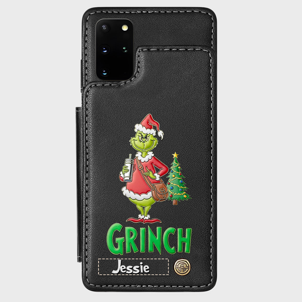 Joyeux Grinchmas - Étui portefeuille/téléphone personnalisé avec étole de Noël