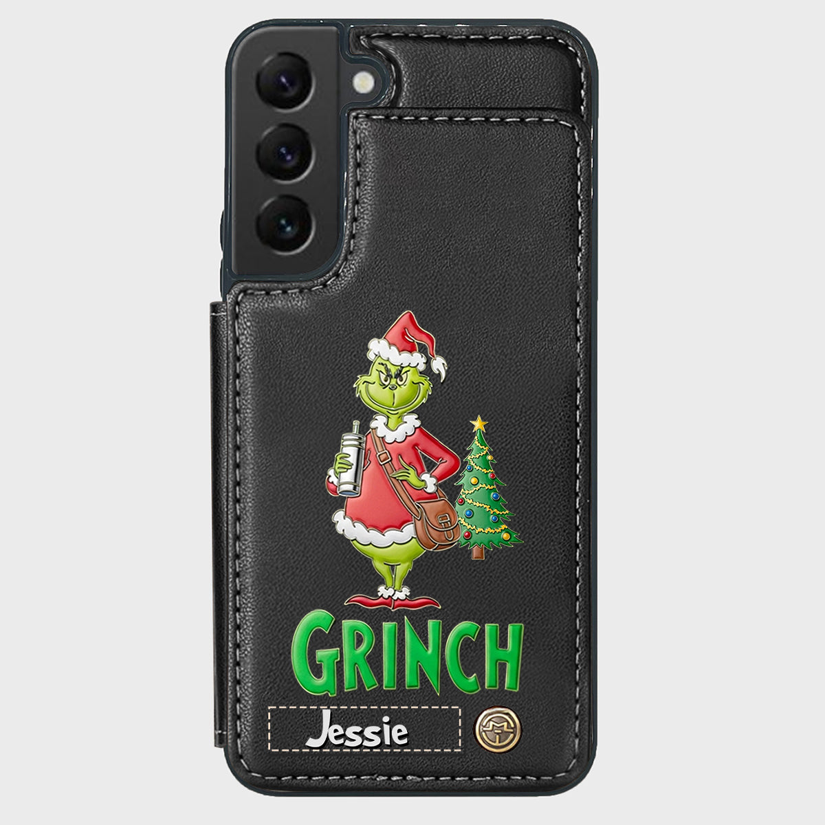 Joyeux Grinchmas - Étui portefeuille/téléphone personnalisé avec étole de Noël