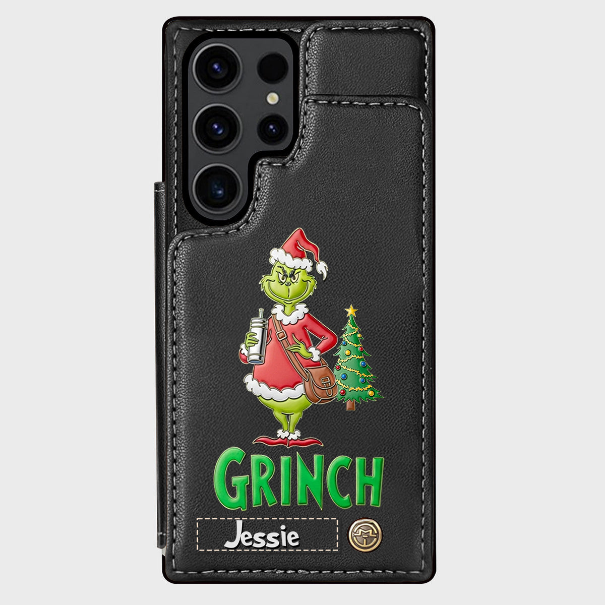 Joyeux Grinchmas - Étui portefeuille/téléphone personnalisé avec étole de Noël