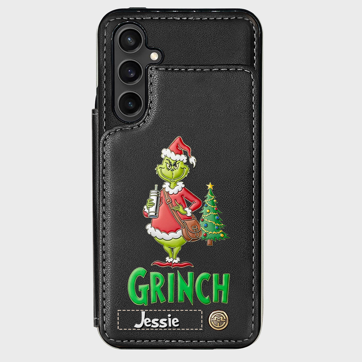 Joyeux Grinchmas - Étui portefeuille/téléphone personnalisé avec étole de Noël
