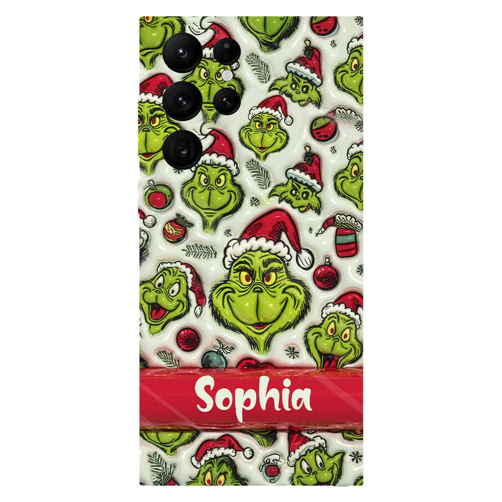 Coque de téléphone personnalisée avec motif étole de Noël et personnage vert