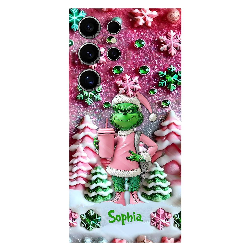 Joyeux Grinchmas - Coque de téléphone personnalisée avec imprimé intégral « Étole de Noël »