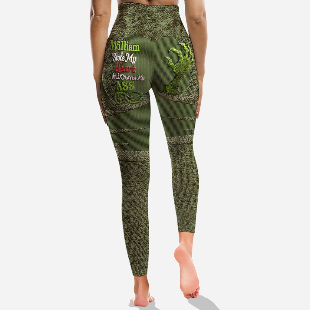 Joyeux Grinchmas ! - Sweat à capuche et legging personnalisés avec étole de Noël