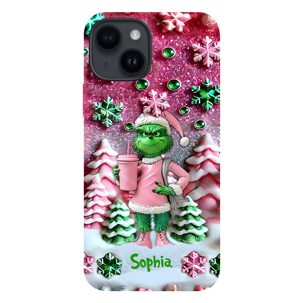 Joyeux Grinchmas - Coque de téléphone personnalisée avec imprimé intégral « Étole de Noël »