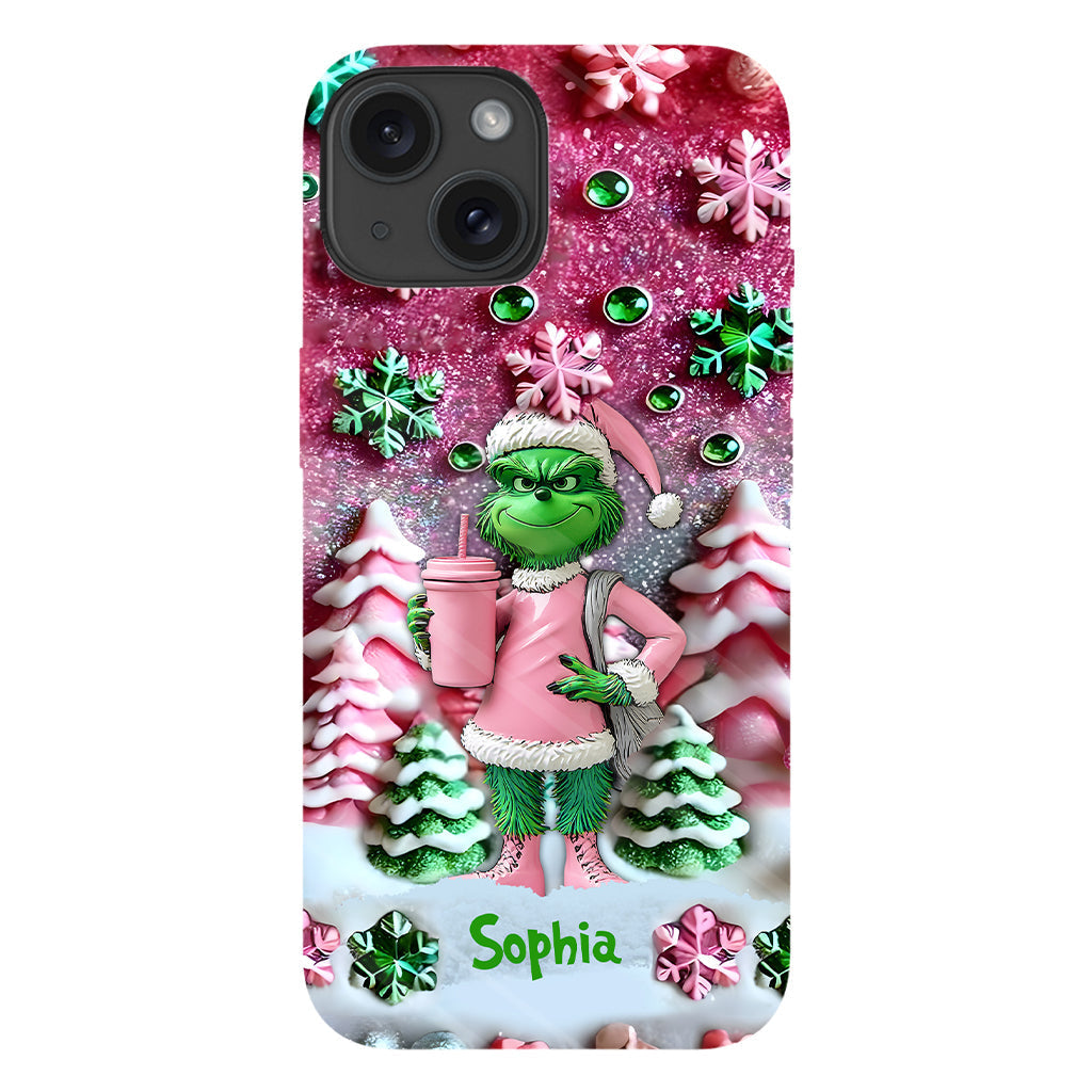 Joyeux Grinchmas - Coque de téléphone personnalisée avec imprimé intégral « Étole de Noël »