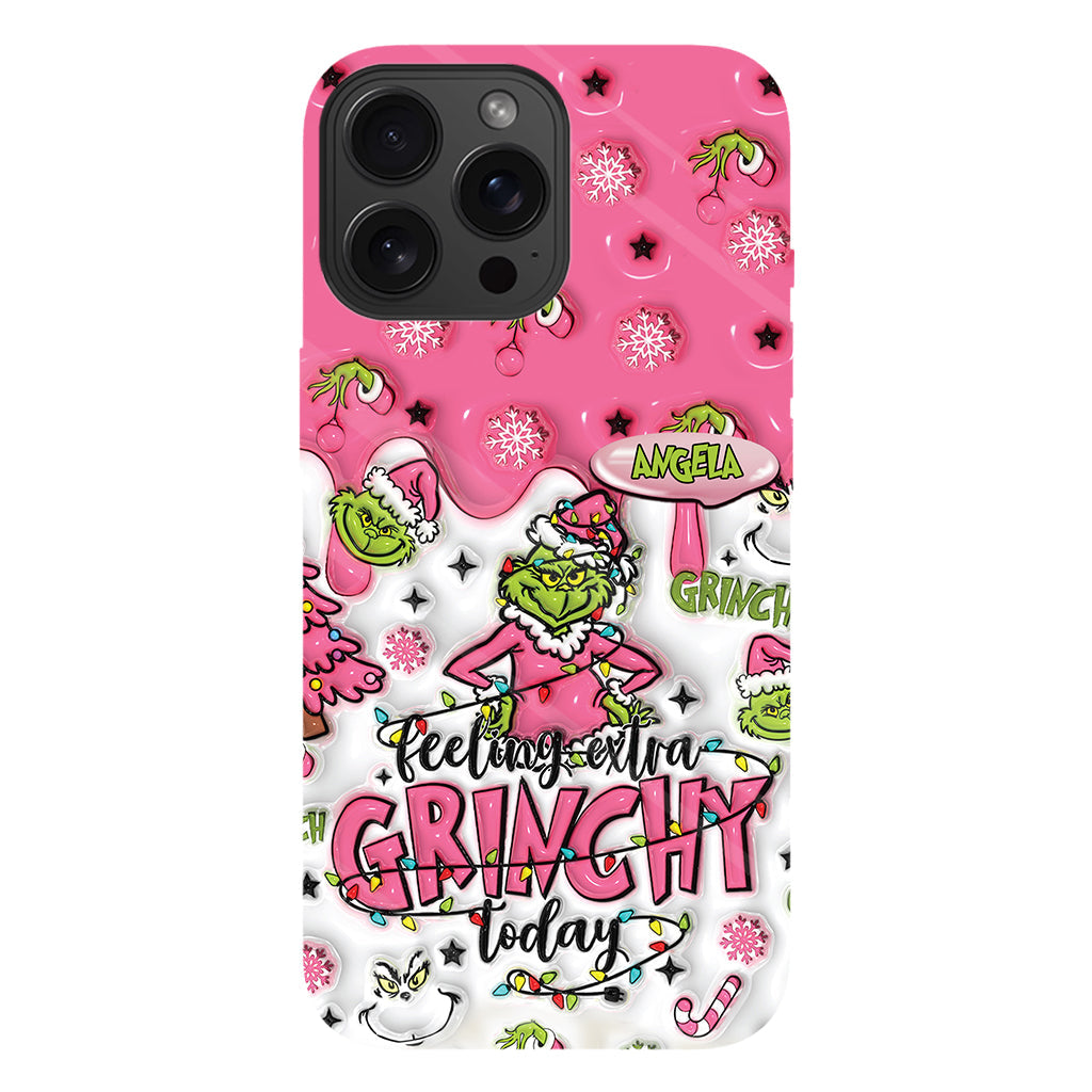 Aujourd'hui, c'est le Grinch ! - Coque de téléphone personnalisée avec imprimé intégral « Fou de Noël »