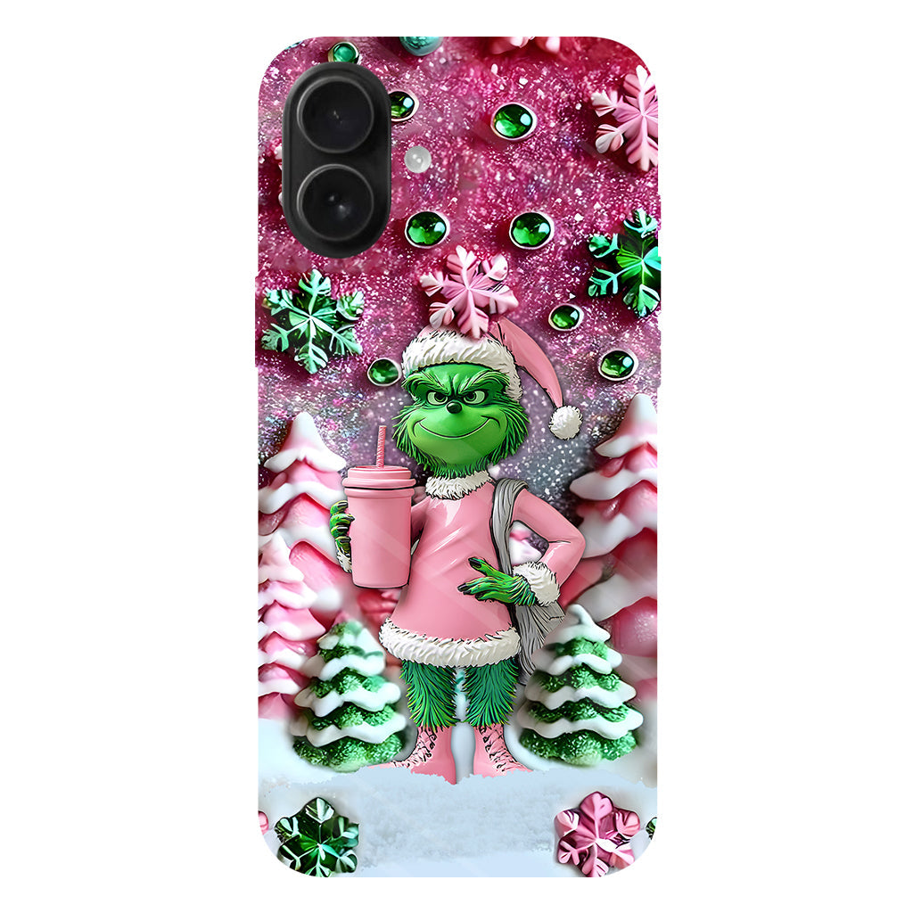Joyeux Grinchmas - Coque de téléphone personnalisée avec imprimé intégral « Étole de Noël »